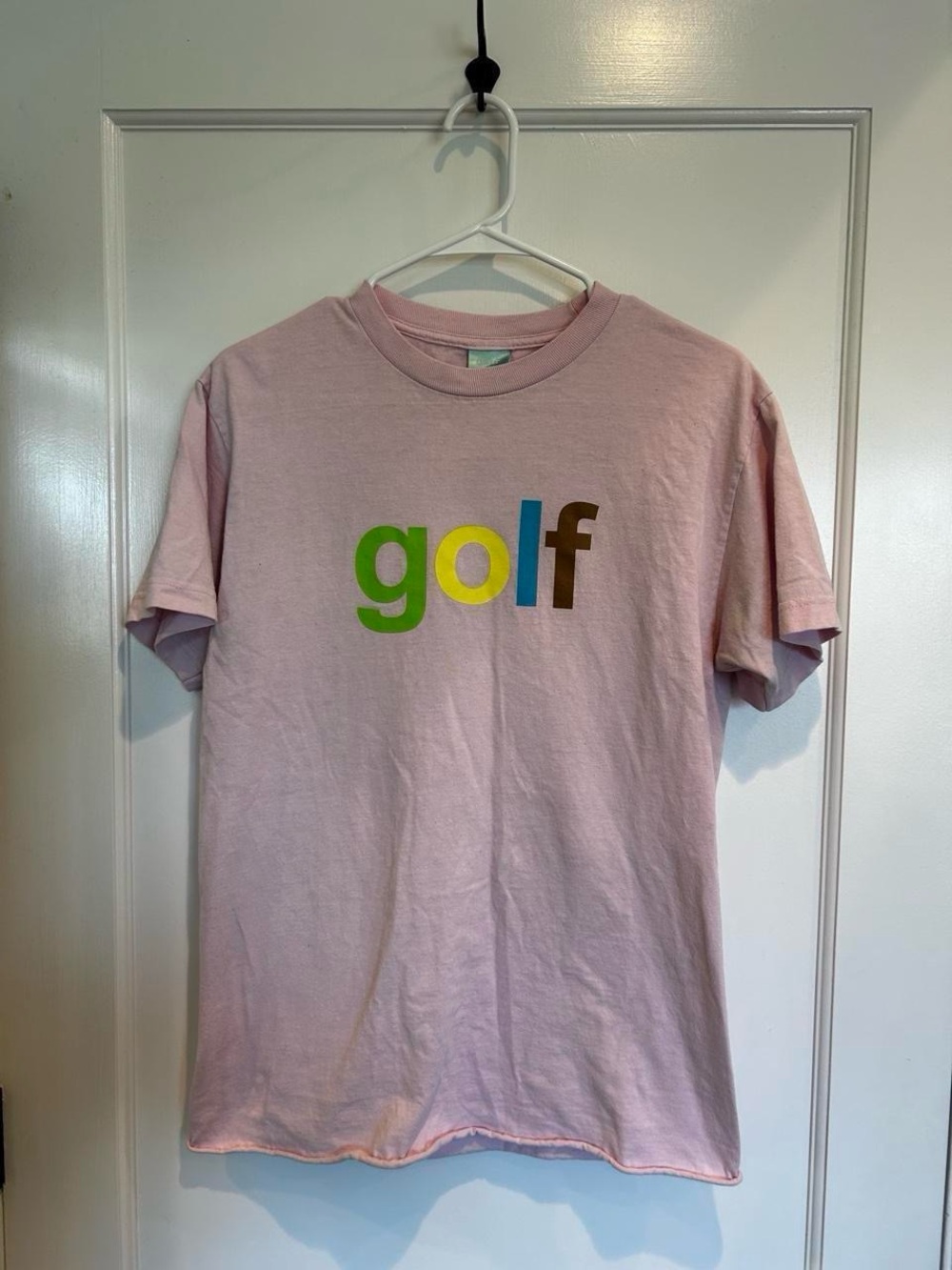 Golf Wang Pastel Pink Tee with Multicolor 'golf' Logo